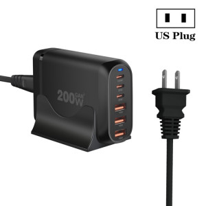 Adaptateur multiport pour ordinateur portable GaN PD100W Type-C x 3 + USB x 3, taille de prise : prise américaine SH040256-20